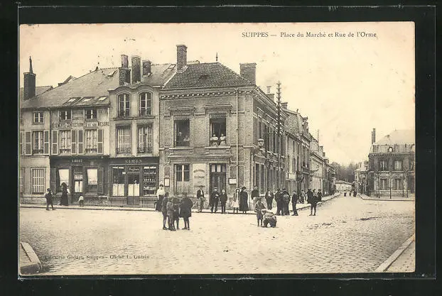 CPA Suippes, Place du Marchè et Rue de l´Orme 1913