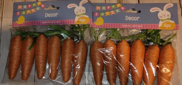 2 X New Big 6 - Pack Happy Easter 4" Jute Twine Carrot Decoration Craft Wreath