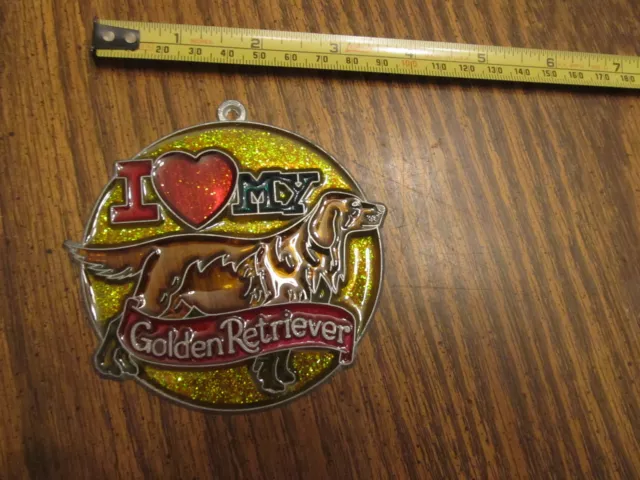 I Love My Golden Retriever Suncatcher Sun Catcher Stained Glass-style window