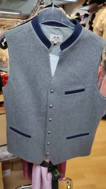 Trachtenweste Ludwig von Maddox  in Loden blau-grau m.Stehkragen,Gr.50,-30%