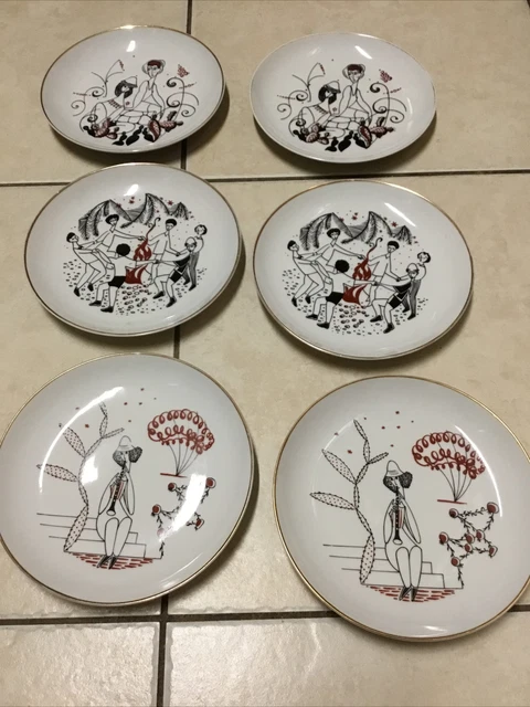 5 Vintage Naaman Isreal Fine Porcelain Plate Bowl 7.5" Jewish Religious