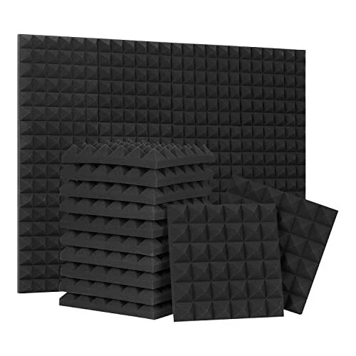 24 Pack-Pyramid Designed Acoustic 12 x 12 x 2 Inches 24 Pack - Black Pyramid