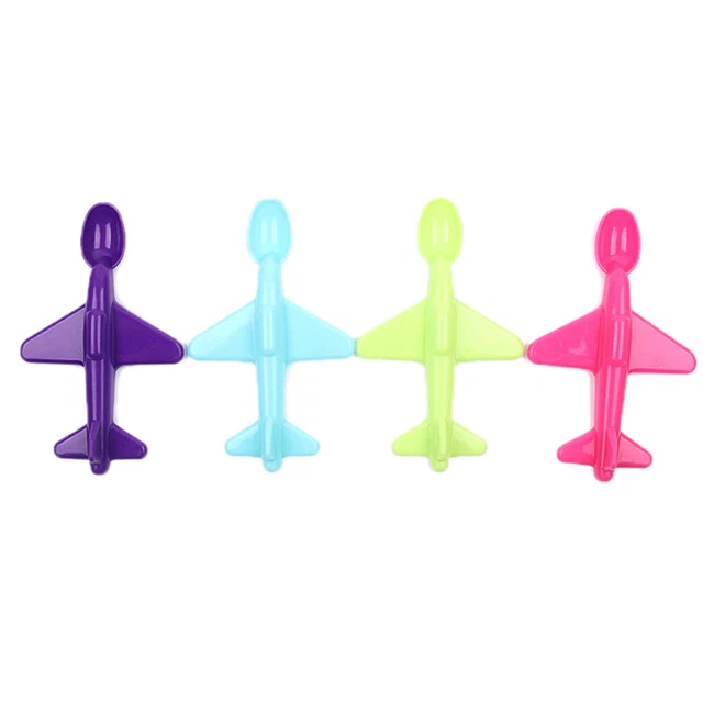 Fashion Baby Training Spoon Airplane Shape Long Handle Children Spoon Tablewa Sg