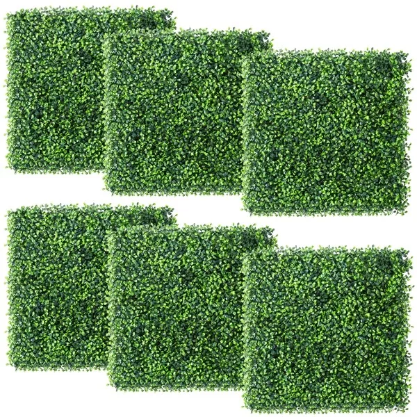 6 Stück Pflanzenwand Künstliche Hecke Efeu Sichtschutz UV-Schutz 50,5 × 50,5 cm