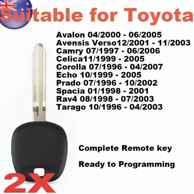 2X Transponder Car Key 4C Suitable for Toyota Avalon Avensis Camry Corolla Prado