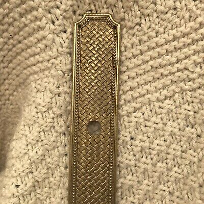 French Door Knob Lever Push Back Woven Empire Bamboo Brass Plate Antique Gold 2