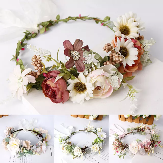 Flower Headband Head Garland Hair Band Crown Wreath Festival Boho Wedding LOT