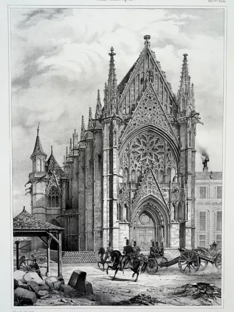 CHAPEL CHATEAU VINCENNES Val de Marne LITHOGRAPHY Guesdon ARCHITECTURE XIX°