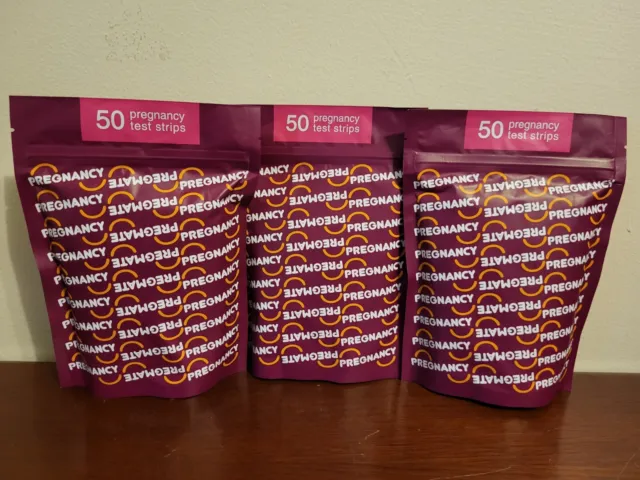 150 tiras reactivas de embarazo pregmate (3 bolsas de 50 pruebas cada una)