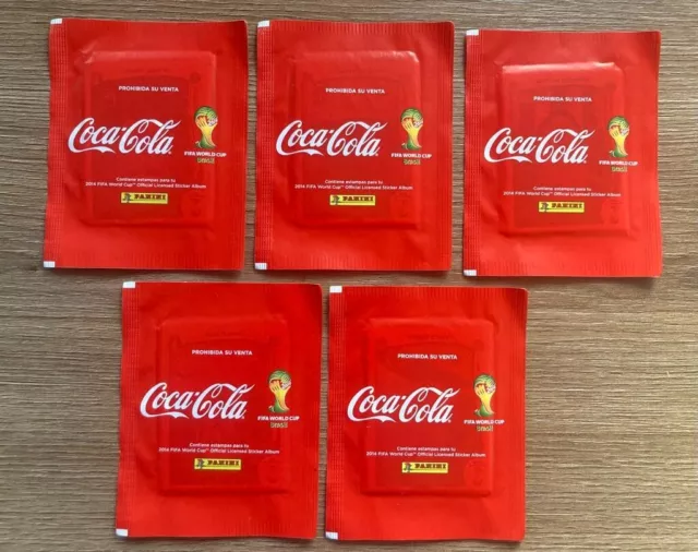 Panini, World Cup Brasil 2014, 5 Tüten Coca Cola Mexico, Packets Brazil, WM 14