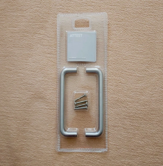 IKEA NEW ATTEST cupboard drawer handles Pack of 2 Stainless steel 128mm EUR 8,28