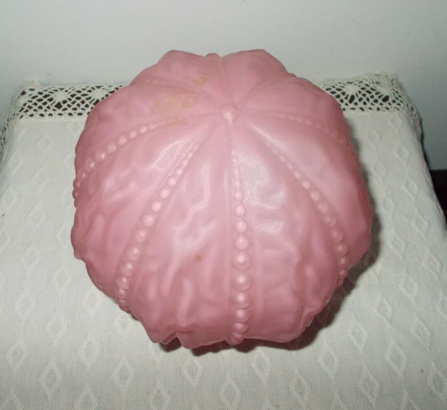 Antique Pittsburgh Drape Beaded Satin Pink 6 1/4" Dia. Ball Shade~3 1/8" Fitter 2