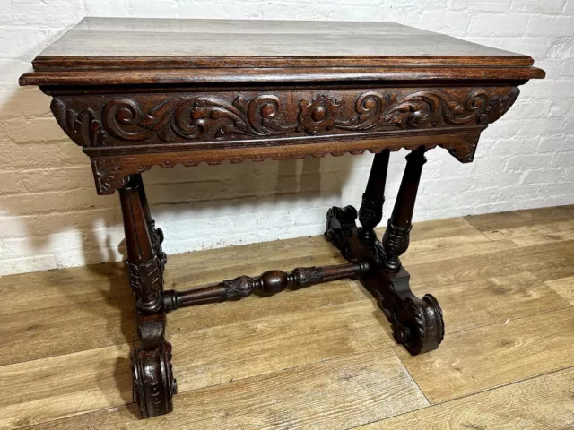 Antique Early Victorian Carved Oak Table  . Free Local Delivery Available