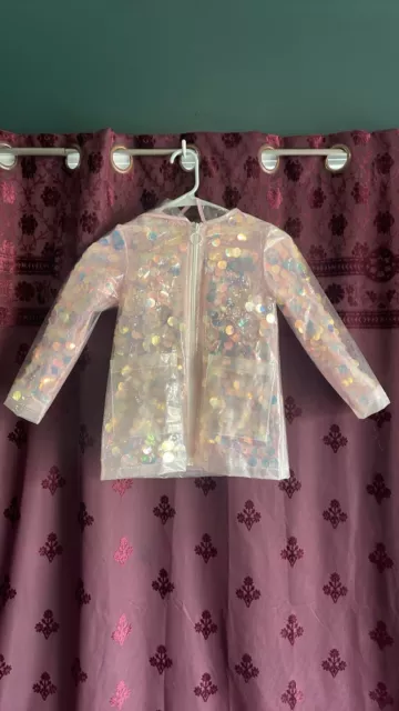 Urban Republic Girls Sequin Rain Coat Clear & Pink Size 5/6 Medium