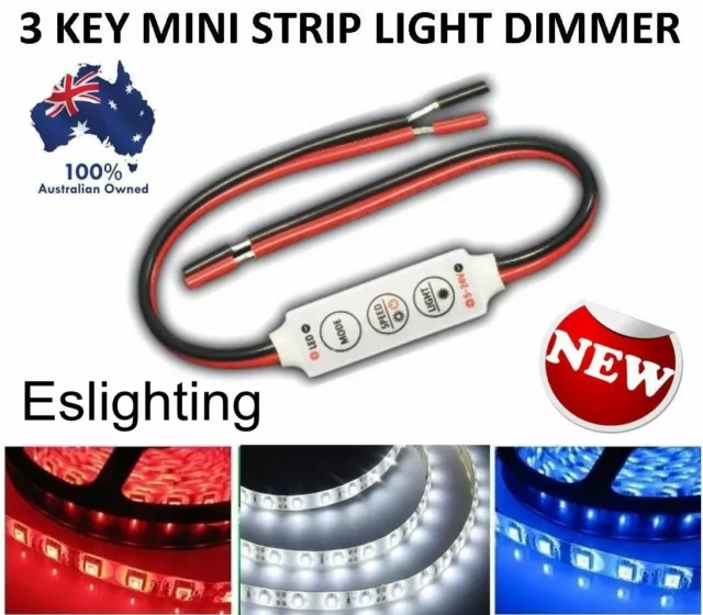 2X 12V Mini Led Strip Light Dimmer Controller On Off Switch For 3528 5050 5630