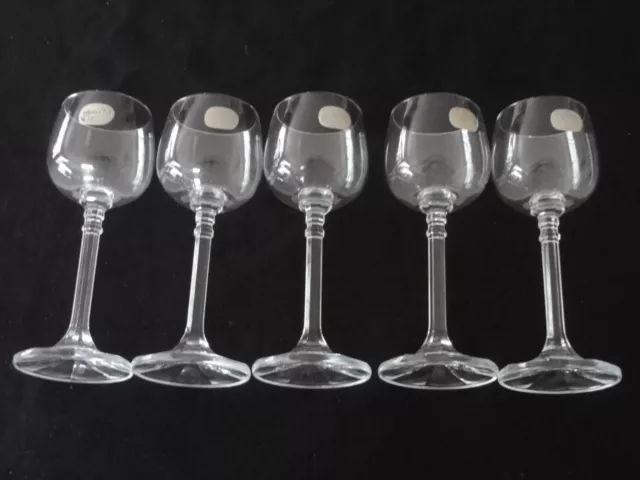 5 Retro Bohemian Crystal Stemmed Sherry / Liquor Glasses, VGC