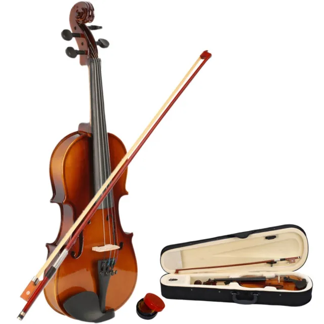 1/2 Basswood Acoustic Violin Fiddle Case Bow Rosin Natural For Student Beginner