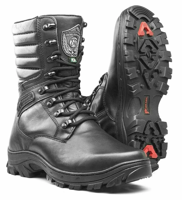 Bottes tactiques en cuir noir véritable moto Combat fermeture éclair à...