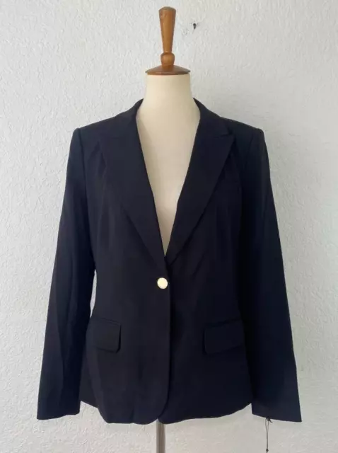 Ivanka Trump Women's Crepe One Button Front Jacket Blazer Black Size 12