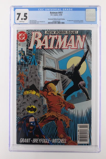 Batman #457 - DC 1990 CGC 7.5 1st App of Tim Drake as Robin. 2nd Print NEWSSTAND