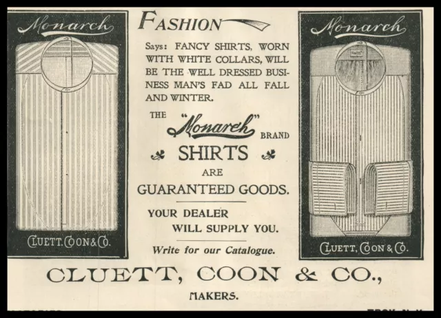 1896 Cluett Coon Men Luxury Fashion Clothing Tailors Shirts Makers Factory 8860