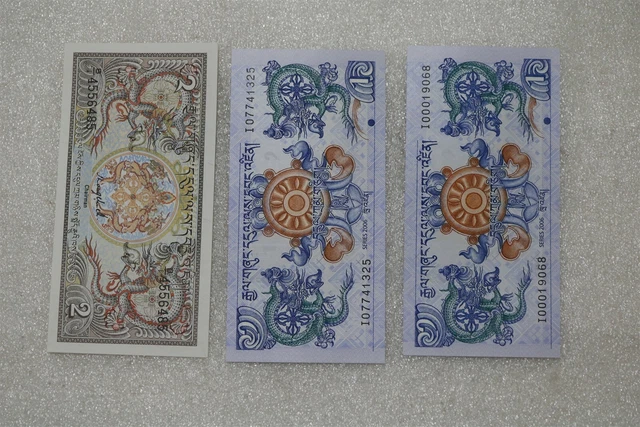 Bhutan - 3 Old Banknotes B27 #808