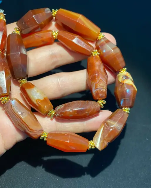 Antique old Beads carnelian Angkor Cambodian antiquity amulet jewelry strand 8
