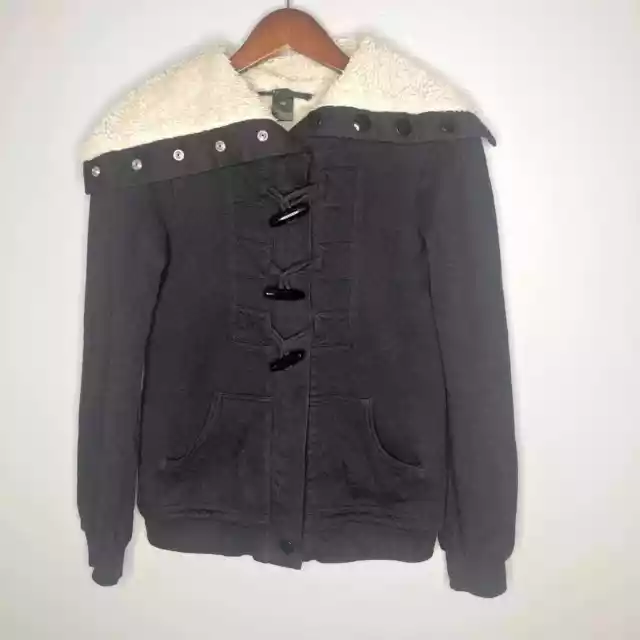 Marc Jacobs black toggle front jacket faux shearling