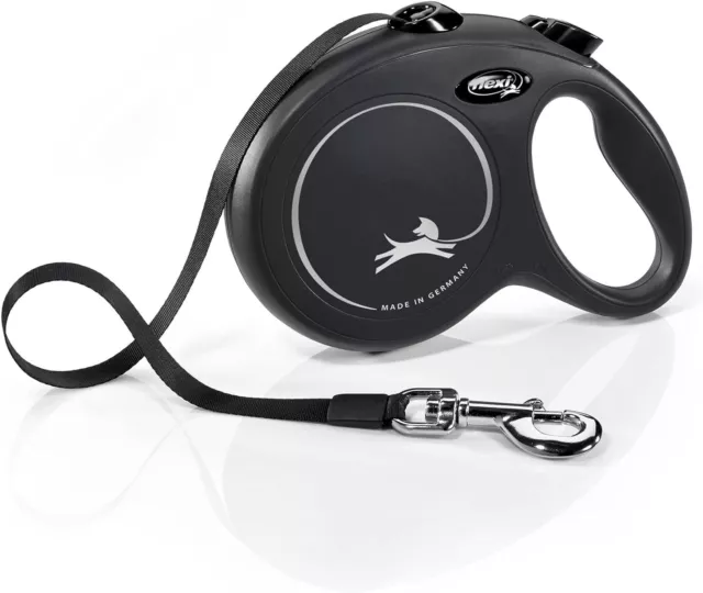 Flexi Classic Tape Retractable Dog Lead Black Large 8 Metres