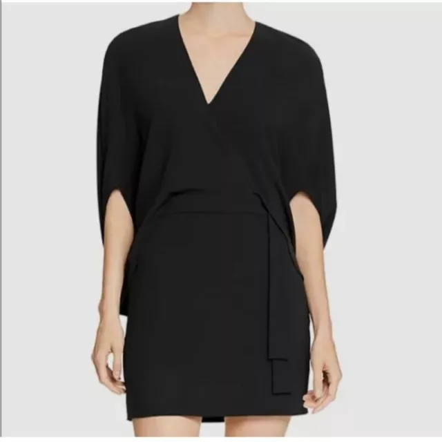 HALSTON Cape-effect draped crepe mini dress size 10