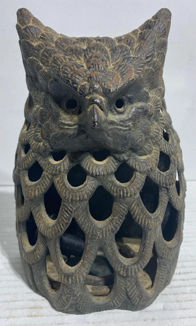 Vintage Antique Hand Made Cast Iron Owl Wall Sconce Rare JAPAN 7.5" x 5" x 2.75"