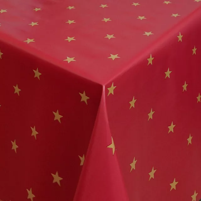 Wachstuch Tischdecke Weihnachten Sterne gold auf rot 01280-03 eckig rund oval