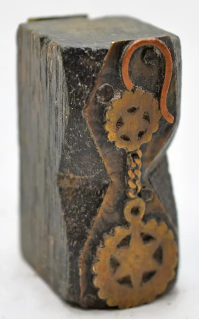 Antique Brass Wooden Small Printing Block Original Old Hand Crafted