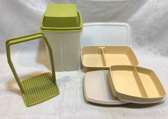 Vintage TUPPERWARE Lot Pickle Keeper 1562, Divided Storage Lunch Snack Container