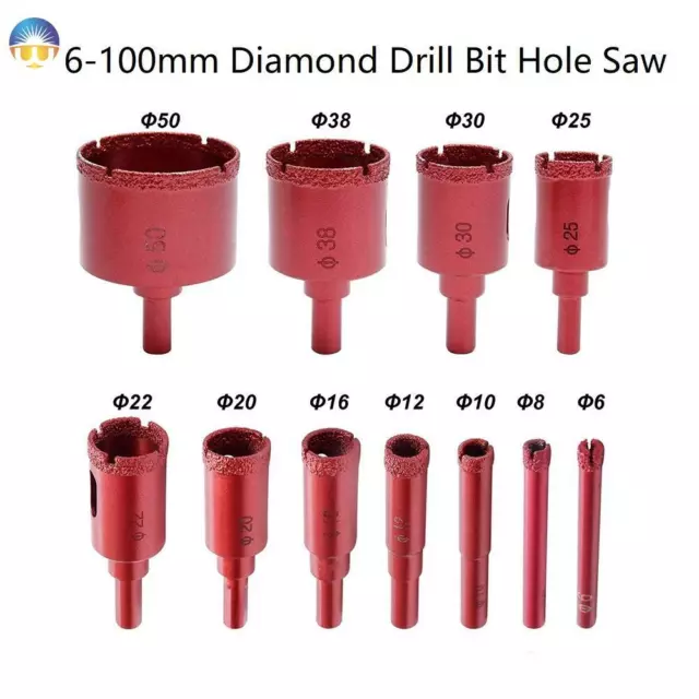 6mm-100mm Hole Diamond Hole-Saw Tile Ceramic Porcelain Glass Marble Drill Bit