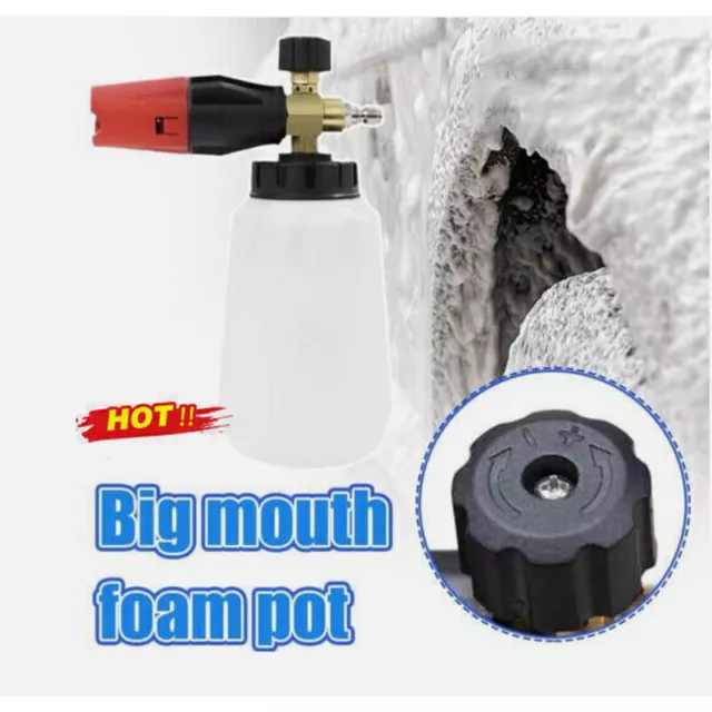 1/4" Quick Release Snow-Foam Lance Pressure Washer Gun Soap Cannon Bottle 1000ML