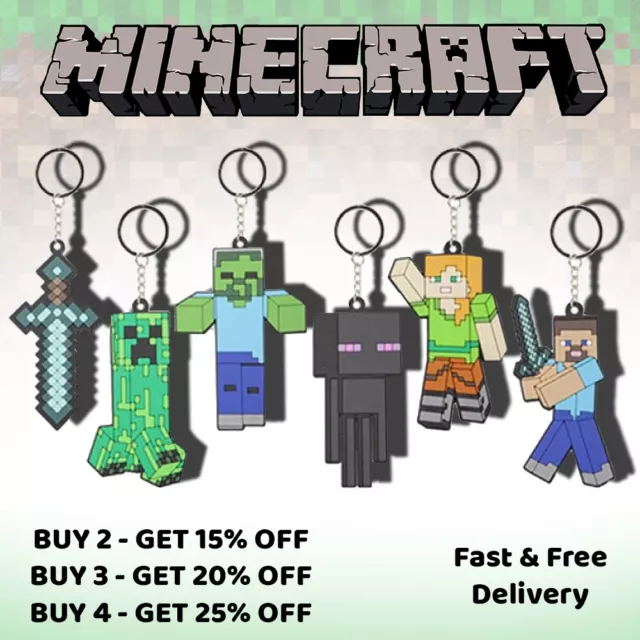 Official licensed Minecraft Keychain - Gamer keyring - key accessory