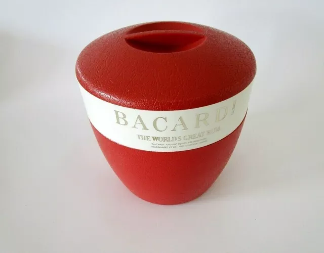 Vintage Retro Bacardi Rum Deep Red Ice Bucket - Made in Australia