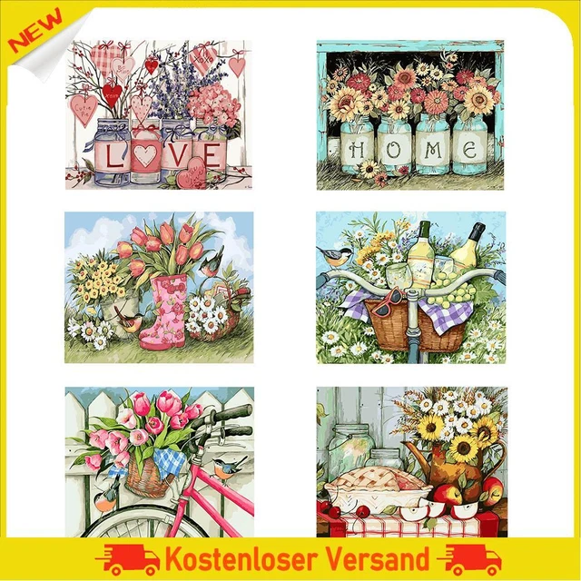 DIY Painting By Numbers Kits Canvas Flower Oil Coloring Drawing Modern Wall Art