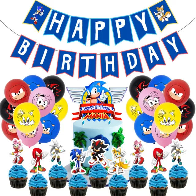 HTN - Sonic The Hedgehog Tema Bambini Bambini Ragazzo Ragazzo Decorazione  Di Compleanno Banner Banner Cake Topper Set Party Forniture - ePrice