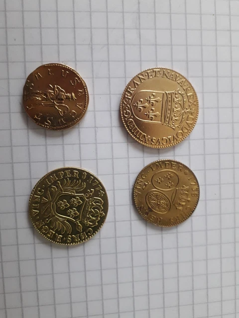lot de 4 ecu ou autres pieces plaqué or