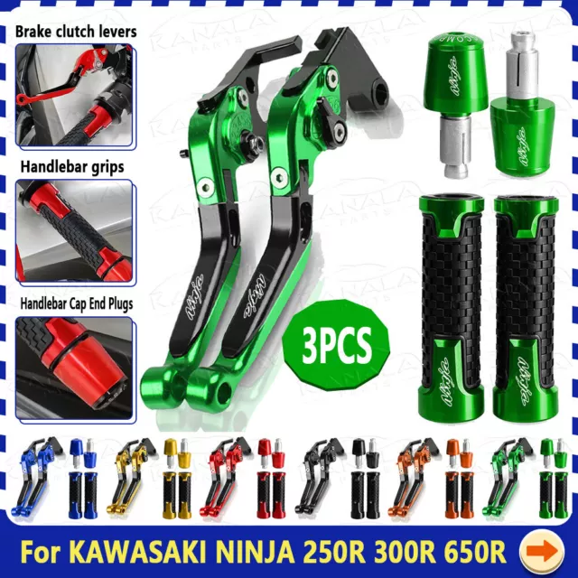 For KAWASAKI NINJA 250R 300R 650R Handle Grips Caps Brake Clutch Levers New