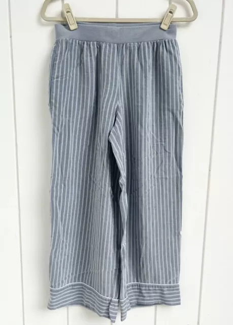 ATM S Wide Leg Crop Blue White Stripe Pants Anthony Thomas Melillo Womens Exclnt