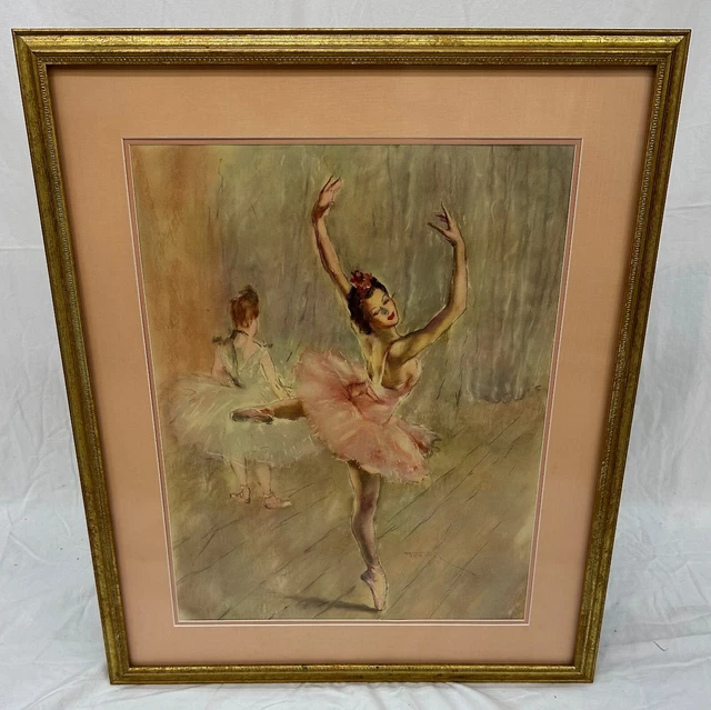 Vintage Framed and Double Matted 22" X 26" Fried Pal Signed Ballerina Print
