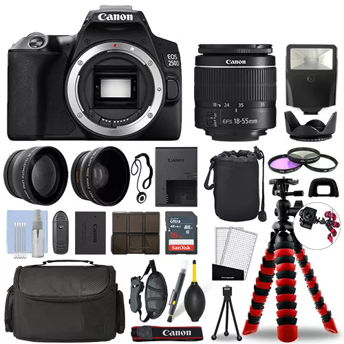 Canon EOS 250D / SL3 DSLR Camera w/ 18-55mm + 16GB 3 Lens Ultimate Accessory Kit