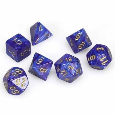 Chessex Lustrous Purple w gold Polyhedral 7-Die Set Chessex Dice Dadi 