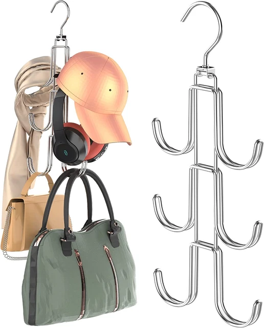 Rotatable Purse Handbag Hangers (2-Pack), Silver Metal Handbag Hooks Purse Organ