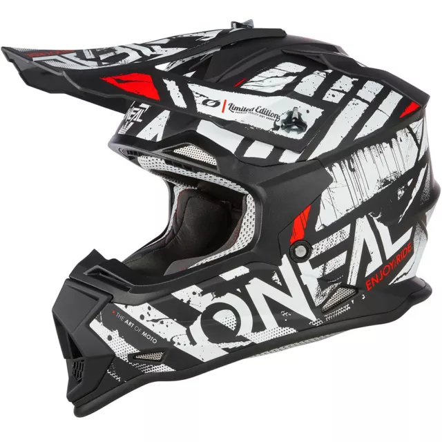 Oneal MX 2023 2 Series Glitch Black/White Kids Motocross Dirt Bike Helmet