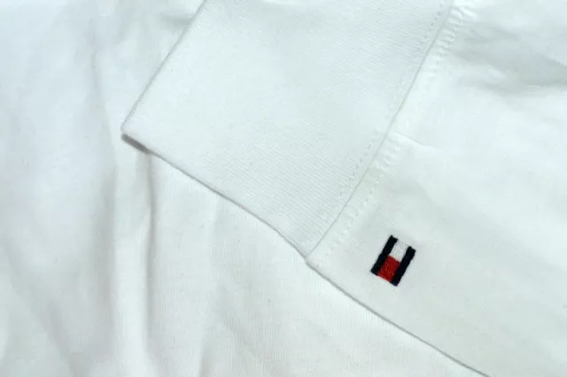 T SHIRT Tommy Hilfiger a maniche lunghe logo Essential ricamato nuova con etichette bianco blu 5