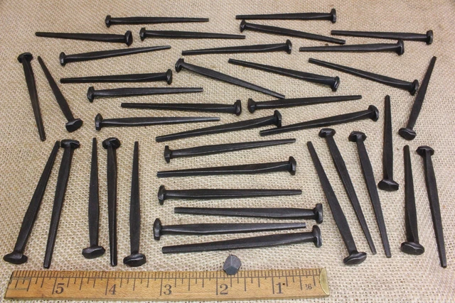 3" Rose Head 40 Nails Square Wrought Iron Vintage Spikes Antique Decorative Look